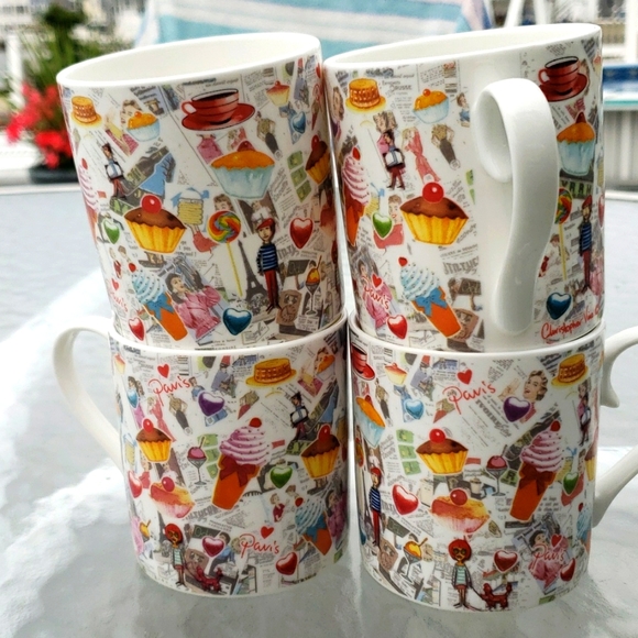 CHRISOPHER VINE Australia PARIS Porcelain Collectible Coffee Mugs, Set of 4 - Picture 9 of 16